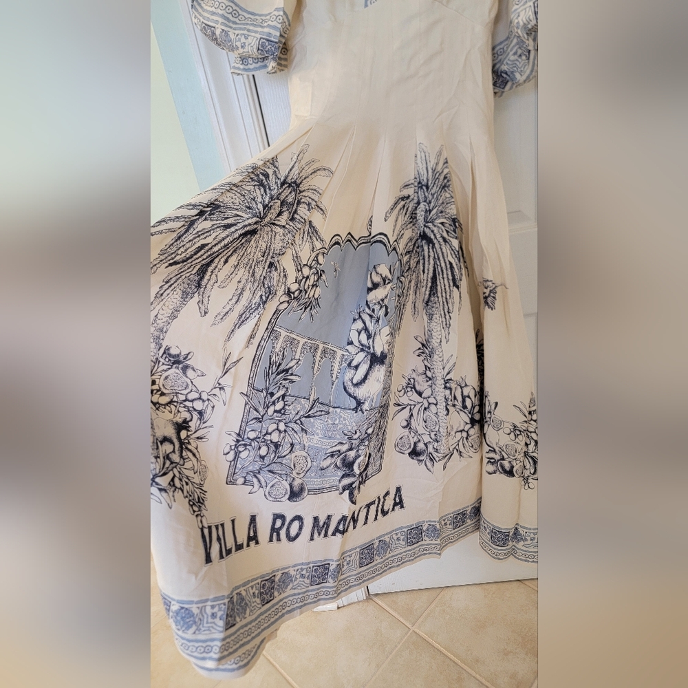 Alémais Villa Romantica linen-blend midi dress US 4 - Picture 10 of 11
